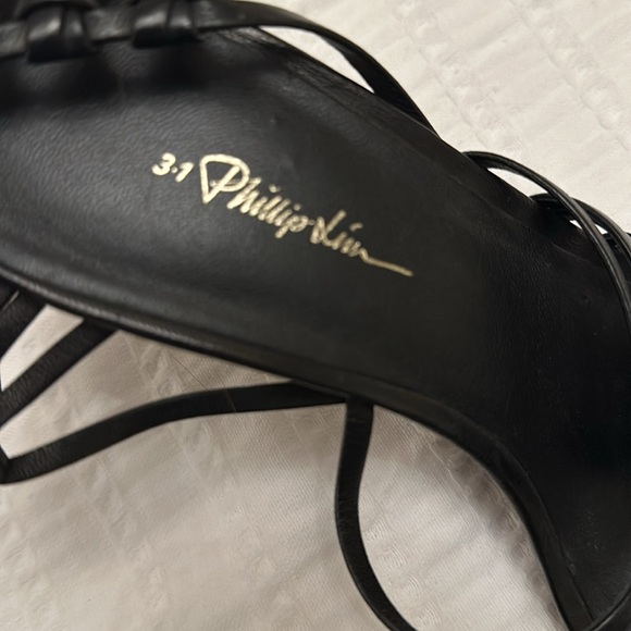 3.1 Phillip Lim Black Ankle Strap Leather Heels - Picture 4 of 8